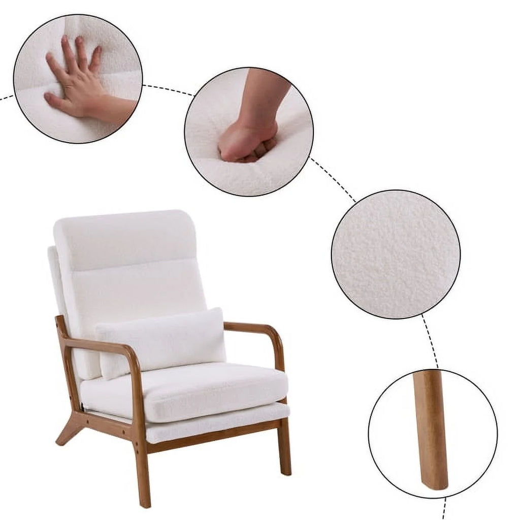 Mid-Century Modern Accent Chair with Lumbar Pillow V740