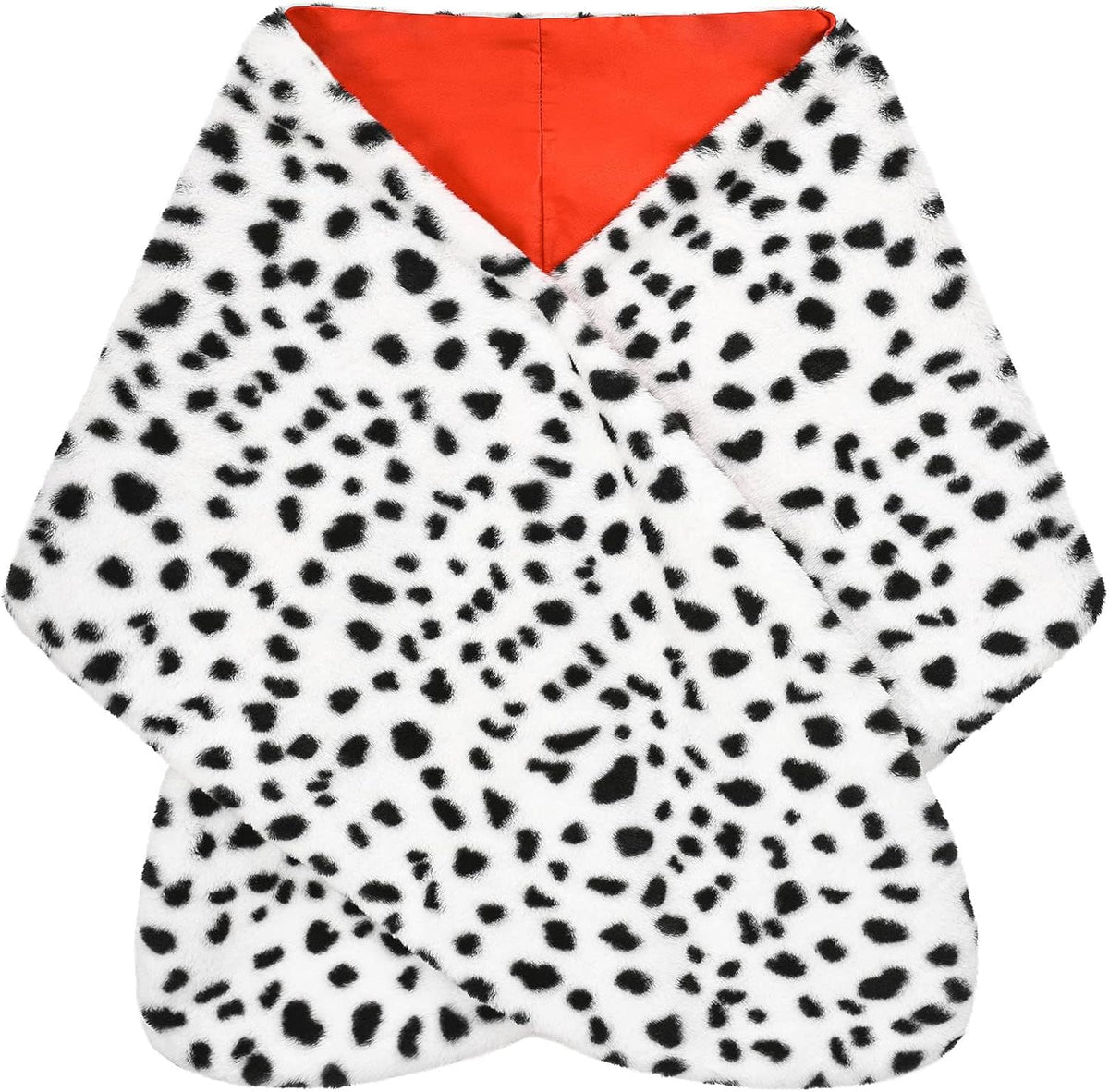 Black and White Wig, Dalmatian Shawl, Red Gloves, Necklace and Wig Cap Accessories L8436
