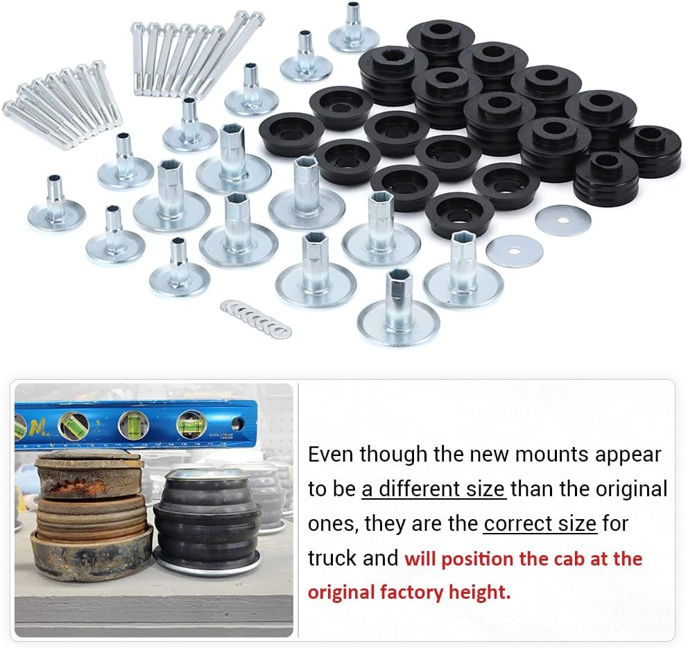 Polyurethane Cab & Body Mount Bushing Kit with Steel Sleeves & Hardware V86386