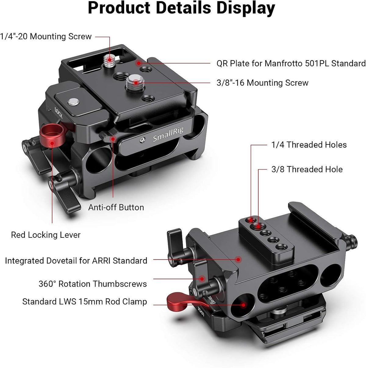 BMPCC Baseplate for Manfrotto 501PL Black Design H4761