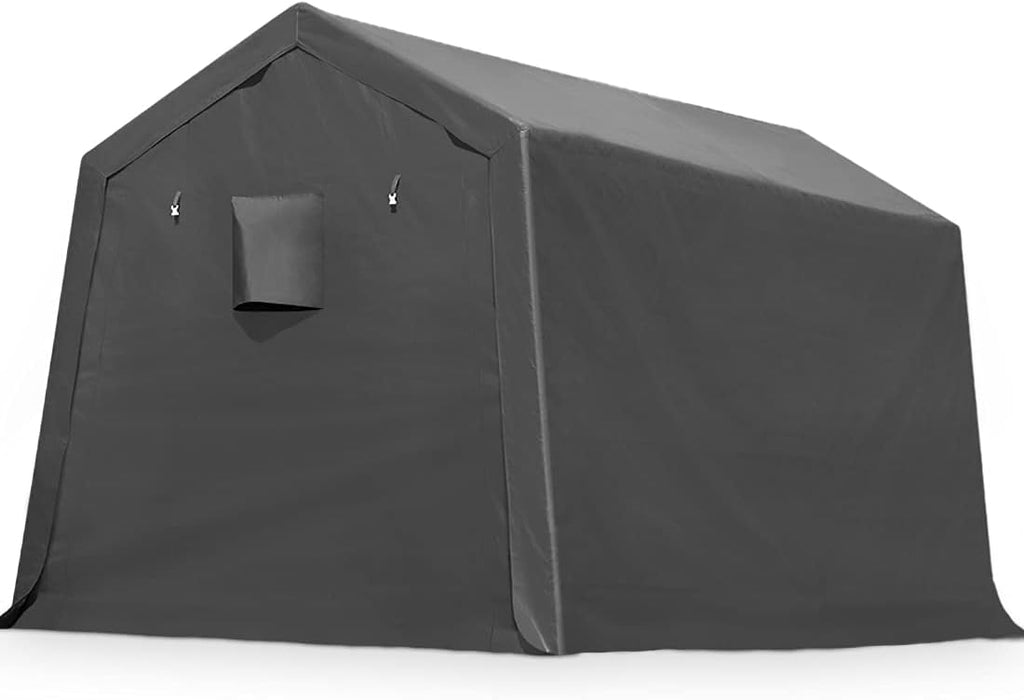 10x10 ft Heavy Duty Portable Canopy Storage Shelter Carport with 2 Roll up Zipper Doors & Vents V906436