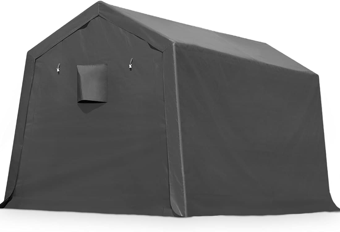 10x10 ft Heavy Duty Portable Canopy Storage Shelter Carport with 2 Roll up Zipper Doors & Vents V906436