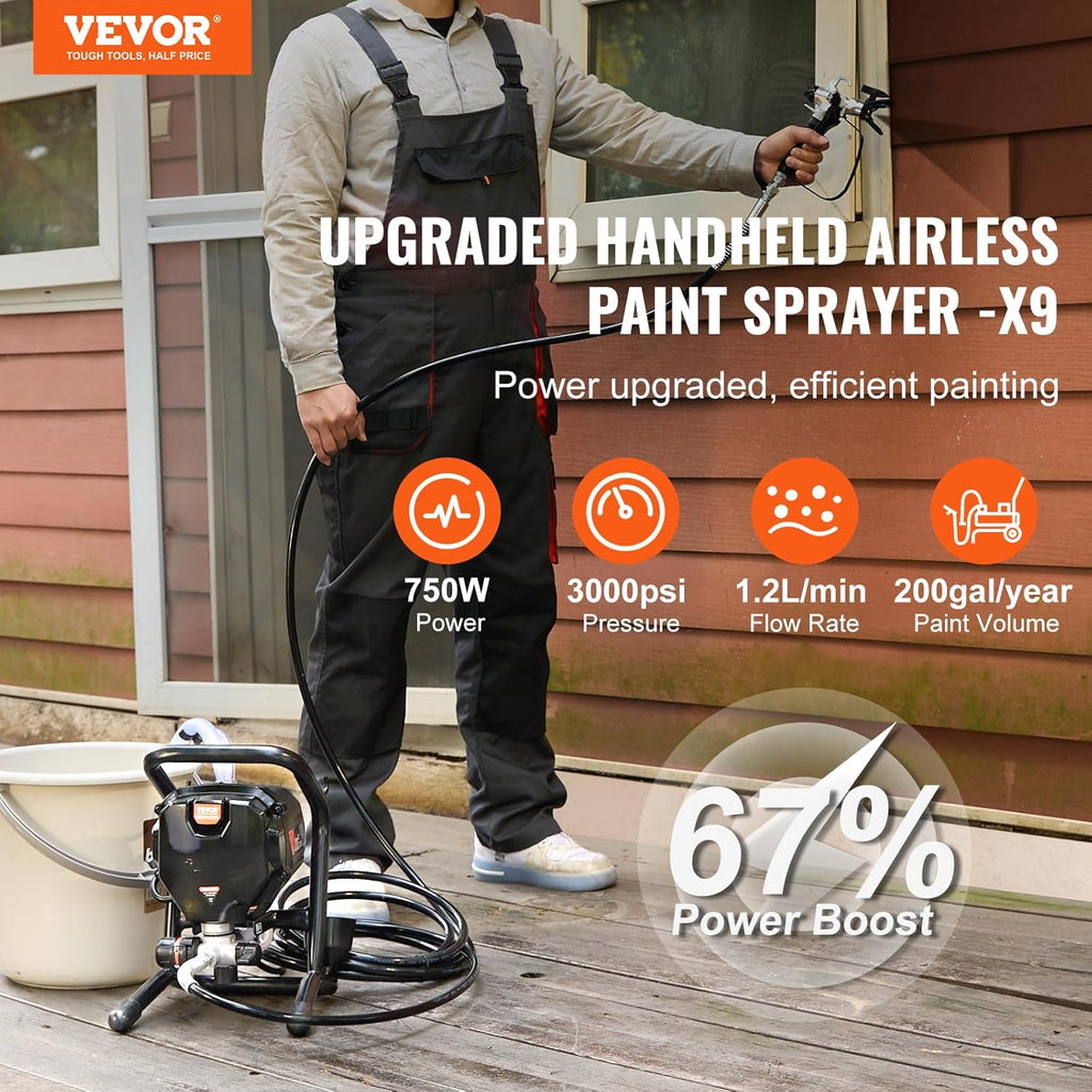 Stand Airless Paint Sprayer, 3000PSI 750W Electric Airless Sprayer L96271