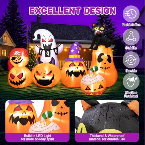 8Ft Long Inflatable Halloween Pumpkins with LED Light P804057