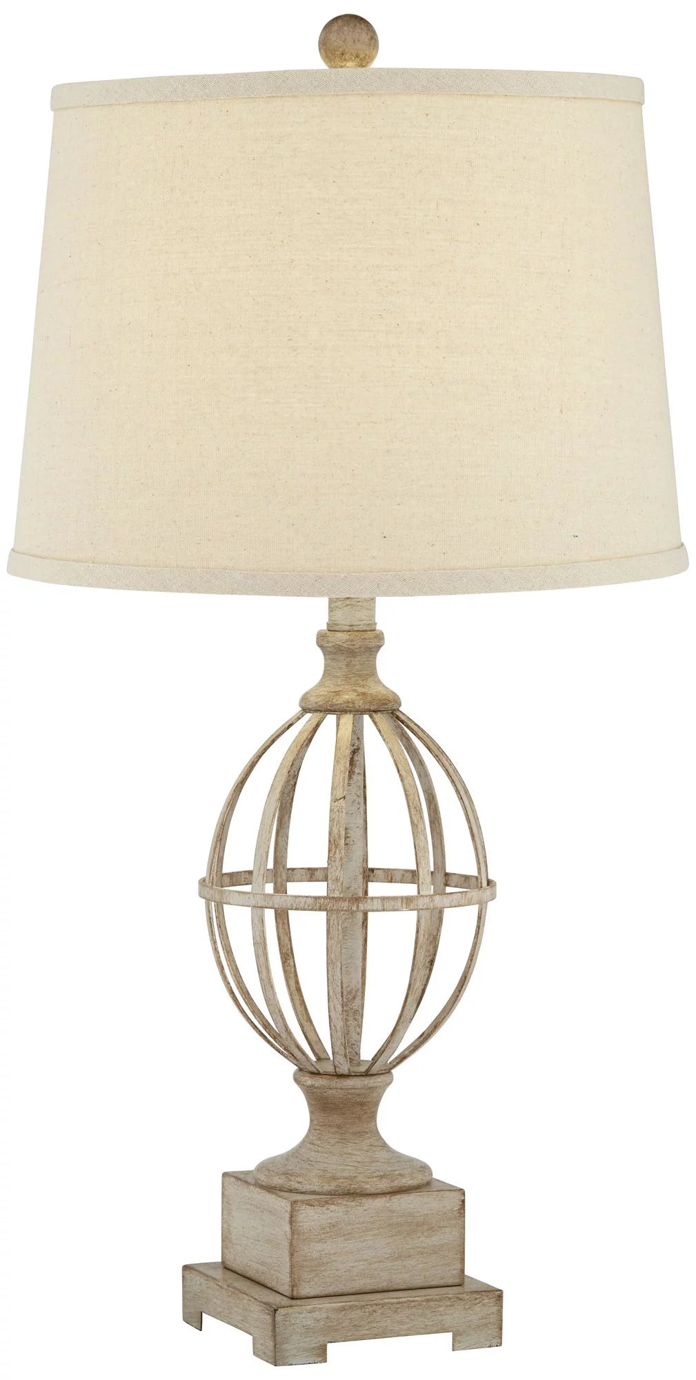 Country Cottage Table Lamps Set of 2 Light Oak Orb Cage Oatmeal Drum Shade B542126