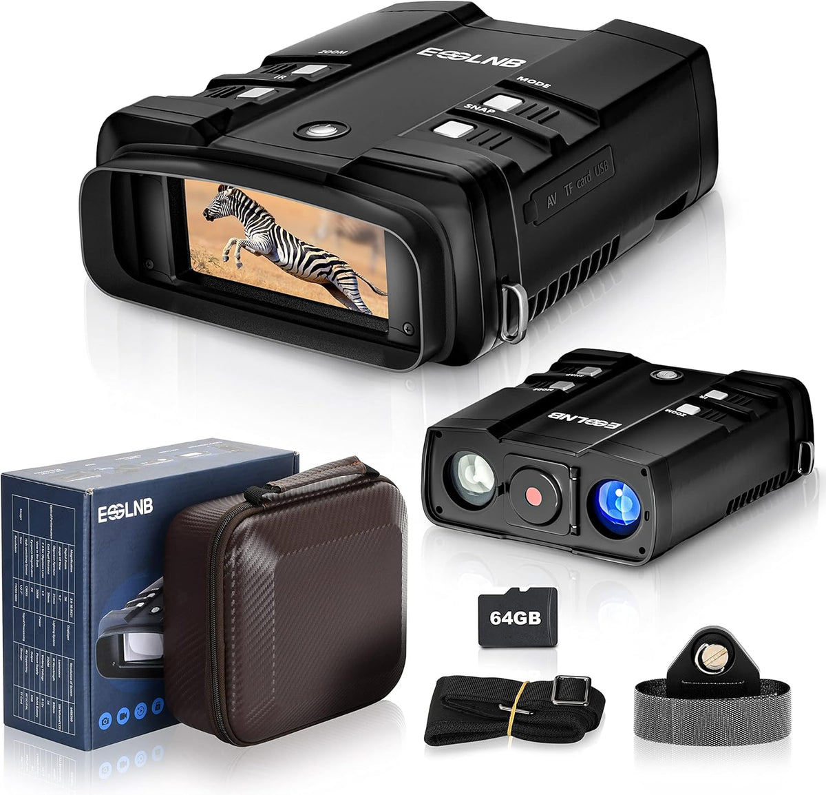 2297ft/700m Digital Night Vision Binoculars 1080P Infrared Night Vision Goggles with 64G Card W3327