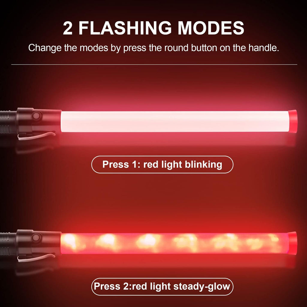 10 Pieces 21-inch Traffic Control Wand with 2 Flashing Modes S722864