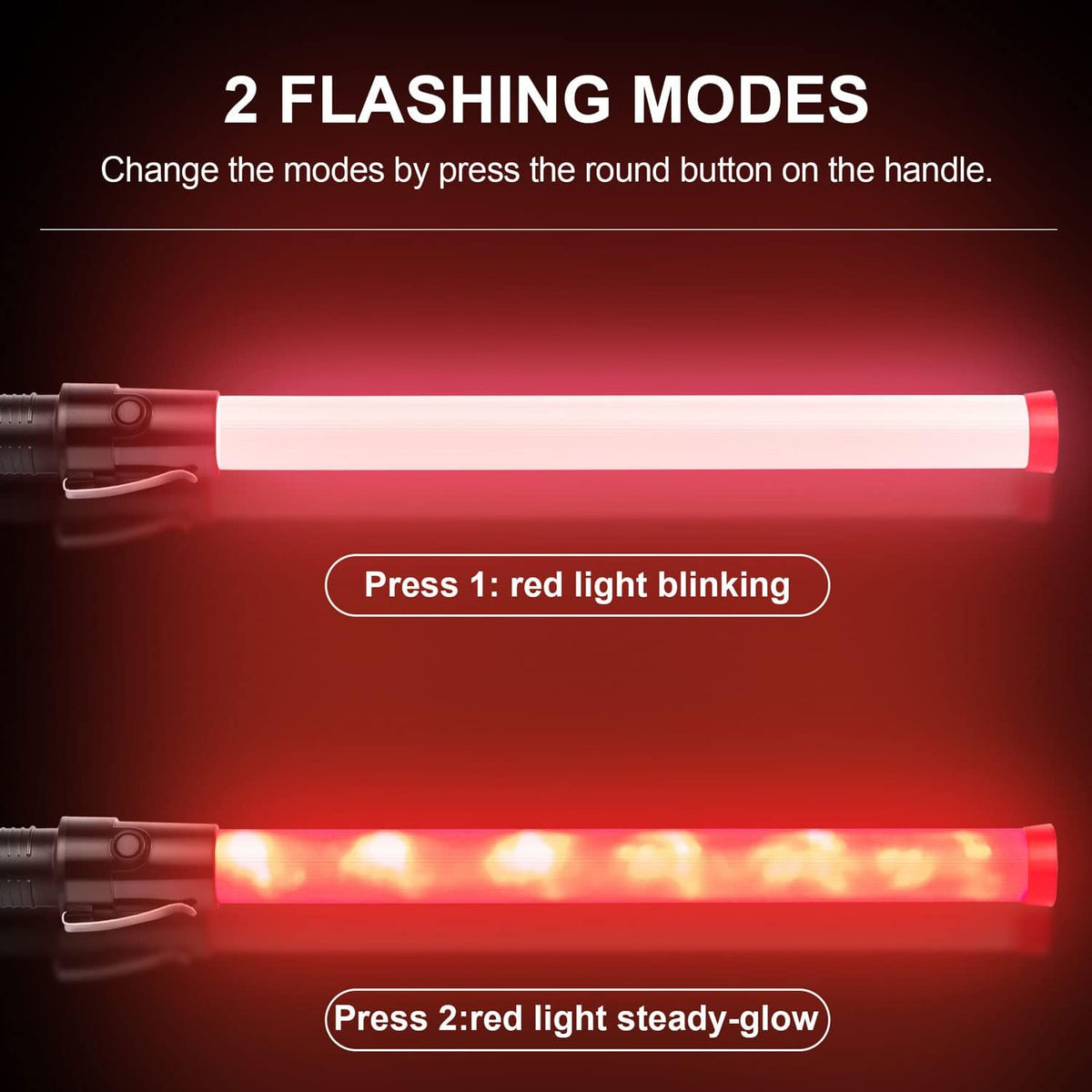 10 Pieces 21-inch Traffic Control Wand with 2 Flashing Modes S722864