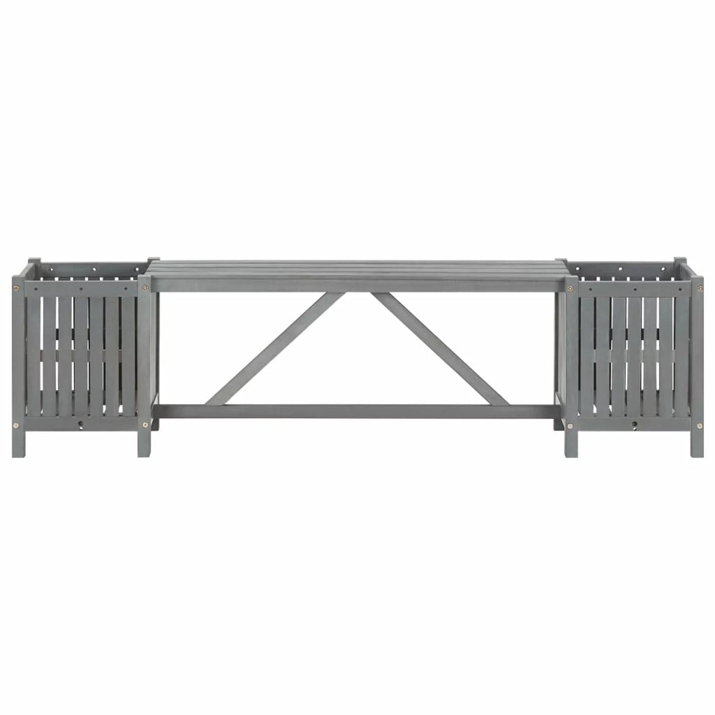 Acacia Wood Bench with 2 Planters S4976