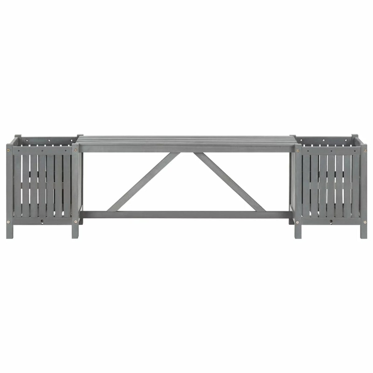 Acacia Wood Bench with 2 Planters S4976
