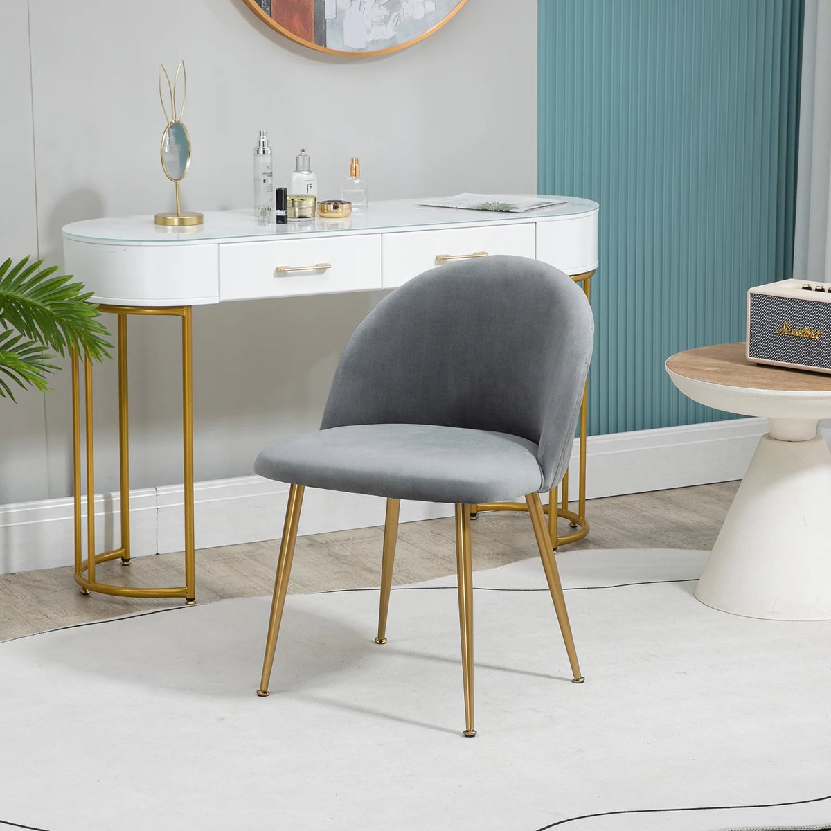 Set of 4 Grey Upholstered Velvet Dining Chairs U148604