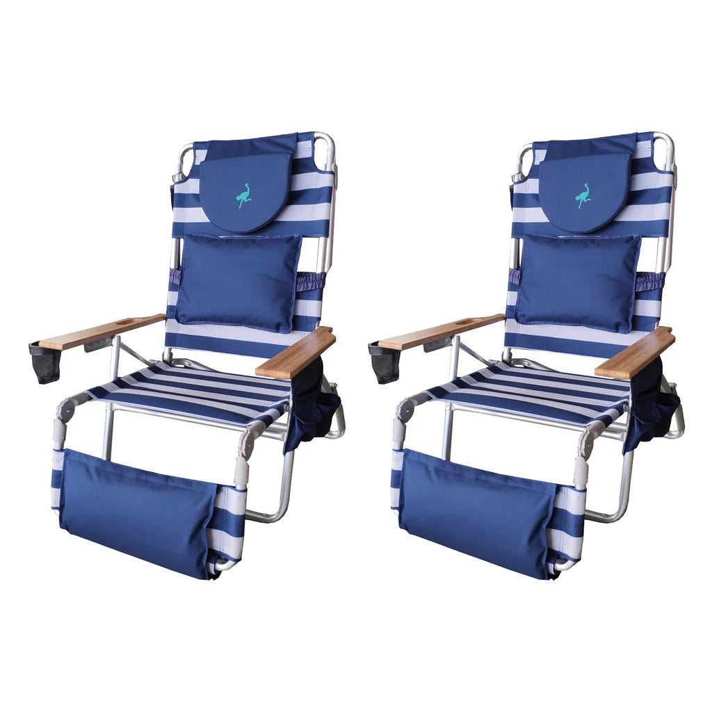 Blue 2 Pack Outdoor Reclining Beach Chair H99970