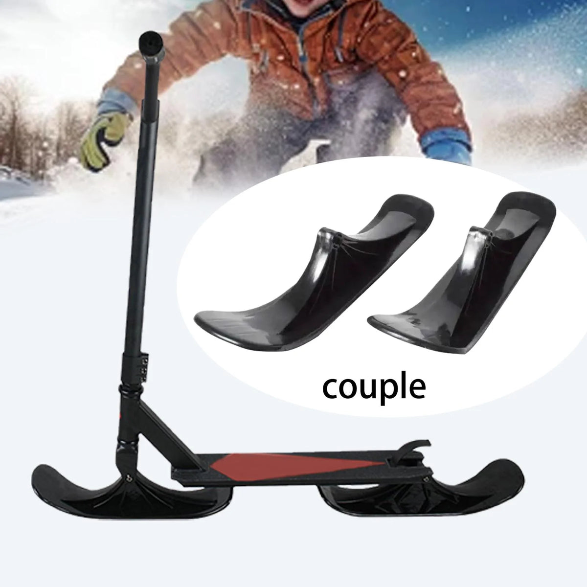2Pcs Snow Sledge Board Set Ski Plate Bike Snowboard B210