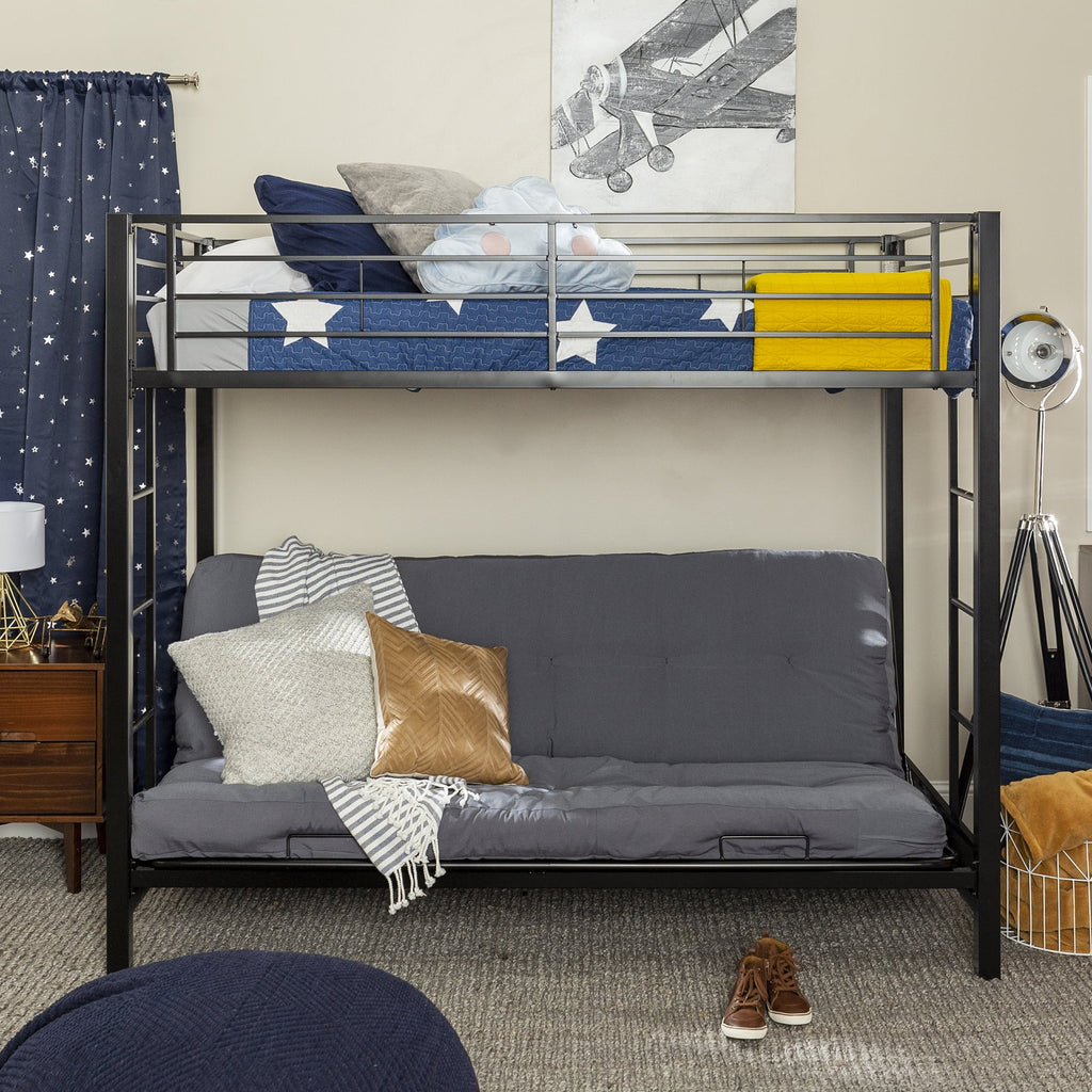 Black Metal Twin Over Futon Bunk Bed R68376