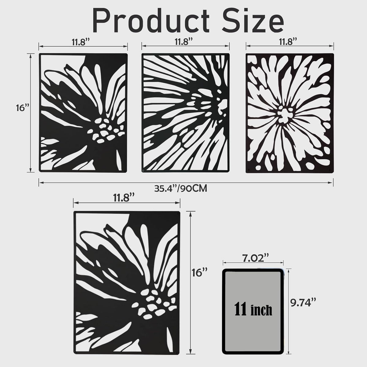 3PCS Black Metal Wall Art Decor P31427