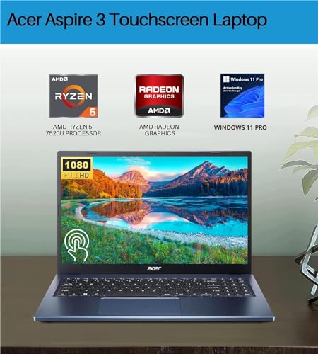 15.6" FHD IPS Touchscreen Laptop with AMD Ryzen 5 7520U, 8GB DDR5 RAM, 1TB SSD K43212