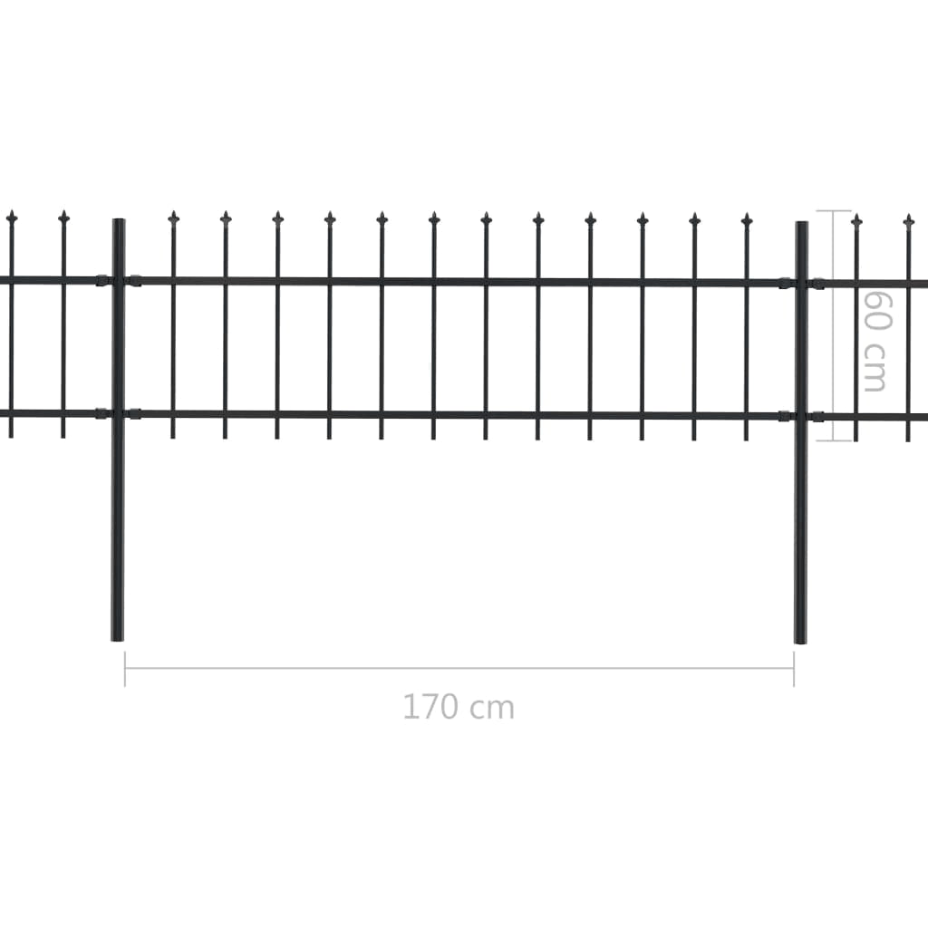 Black Steel Garden Fence with Spear Top H99671
