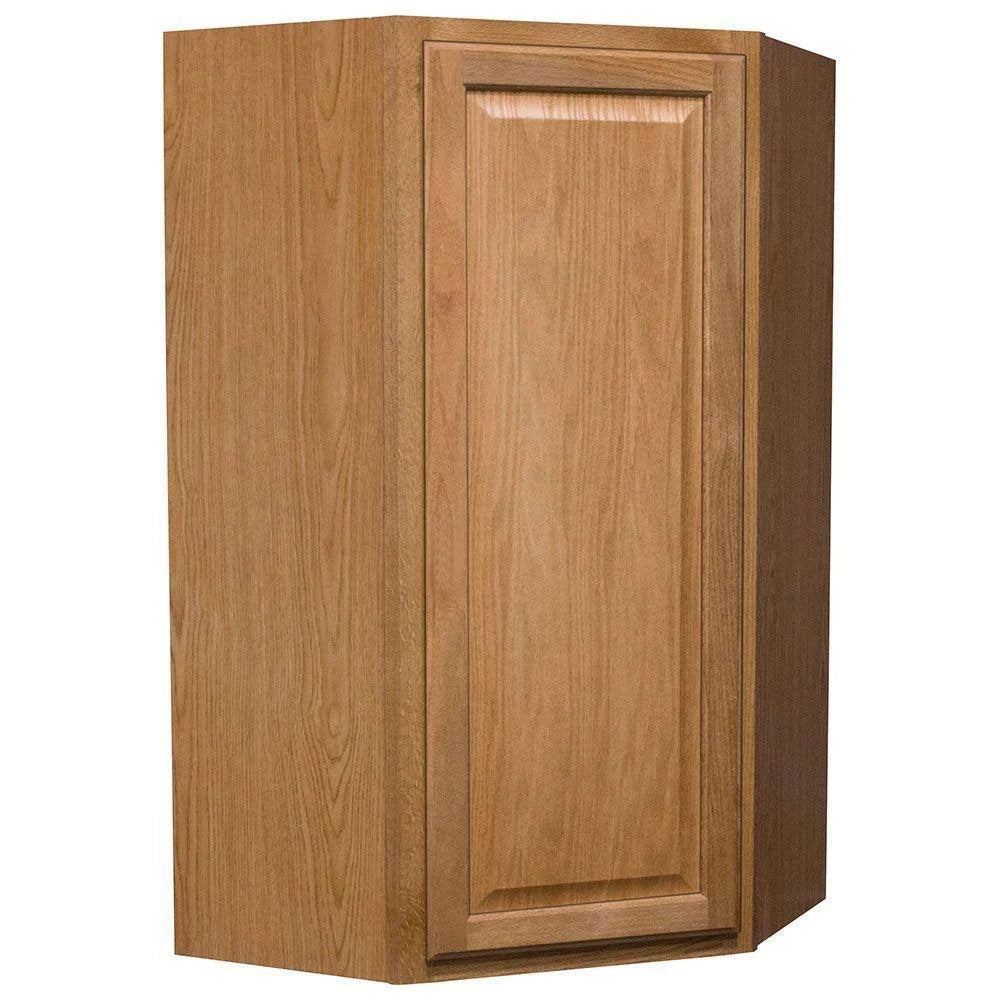 Medium Oak Diagonal Corner Wall Kitchen Cabinet J76325
