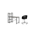 Ash Oak Desk with Bookcase and Black Swivel Chair Set P3452