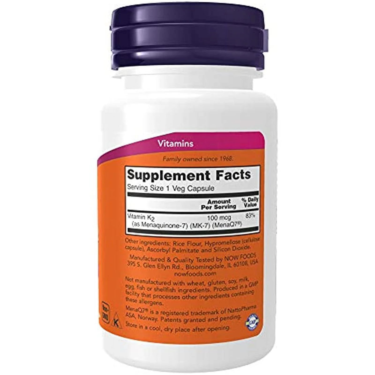 60 Veg Capsules Vitamin K-2 100 mcg Y32669