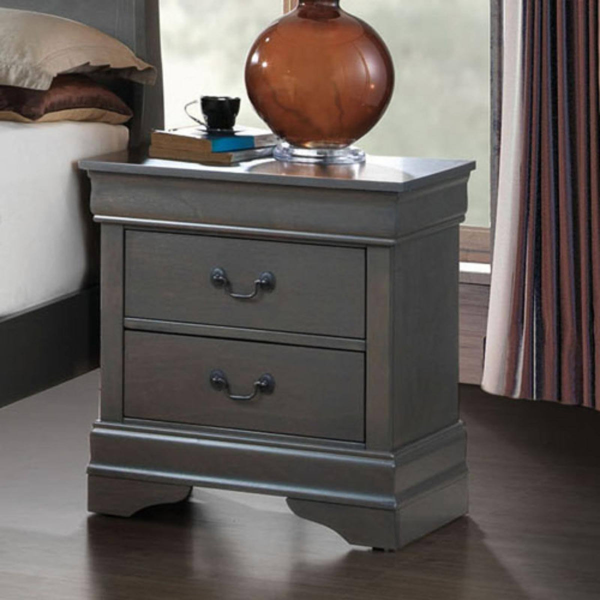 Gray 2-Drawer Nightstand V516522