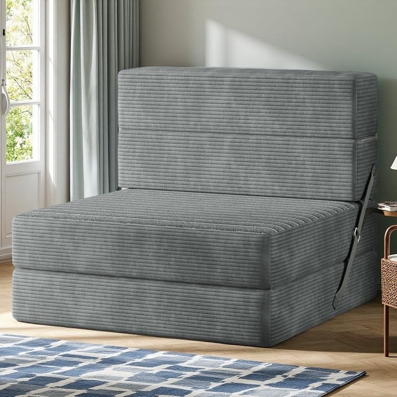 Grey Corduroy Convertible Sofa Bed Z7727