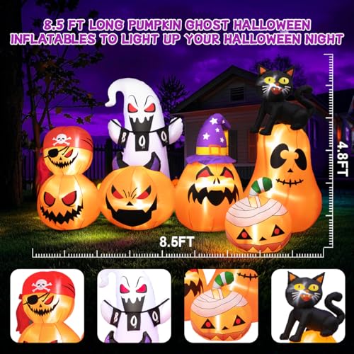 8Ft Long Inflatable Halloween Pumpkins with LED Light P804057