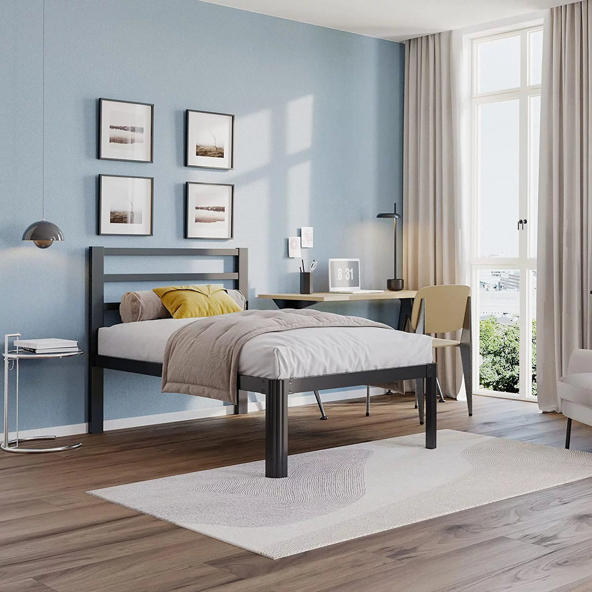 14 Inch Heavy Duty Metal Platform Bed Frame with Headboard S412967