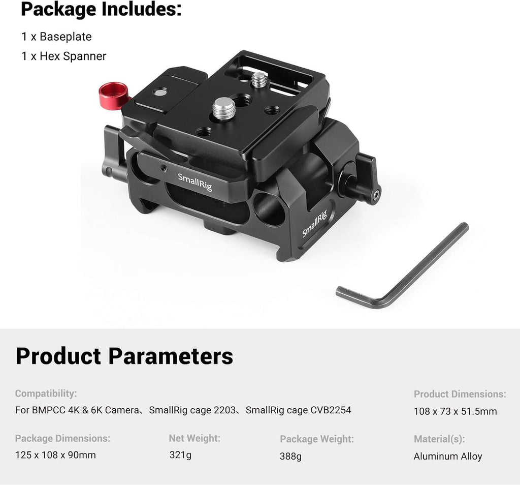 BMPCC Baseplate for Manfrotto 501PL Black Design H4761