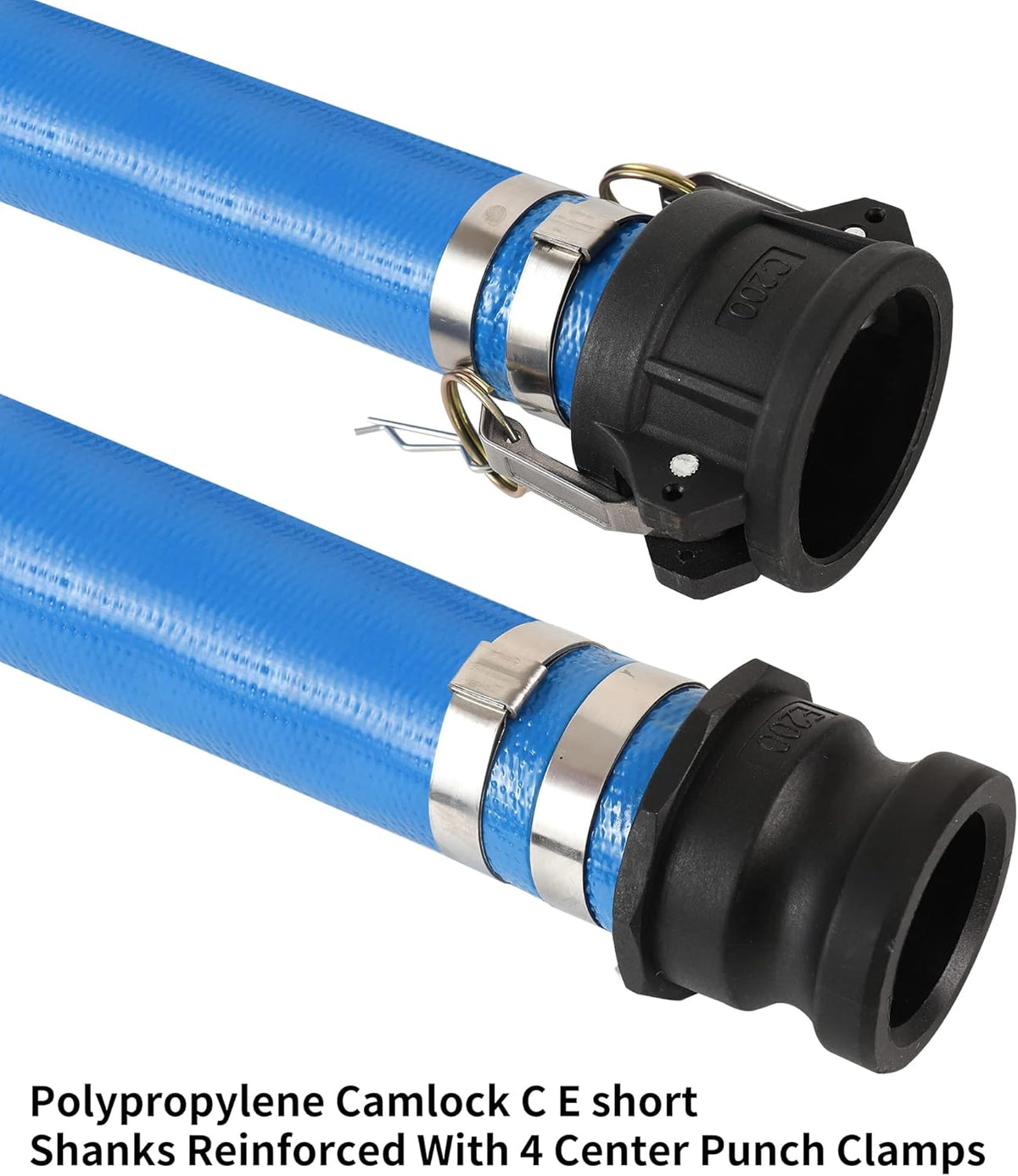 Blue 50FT PVC Lay Flat Discharge Hose with Camlock Fittings T107837