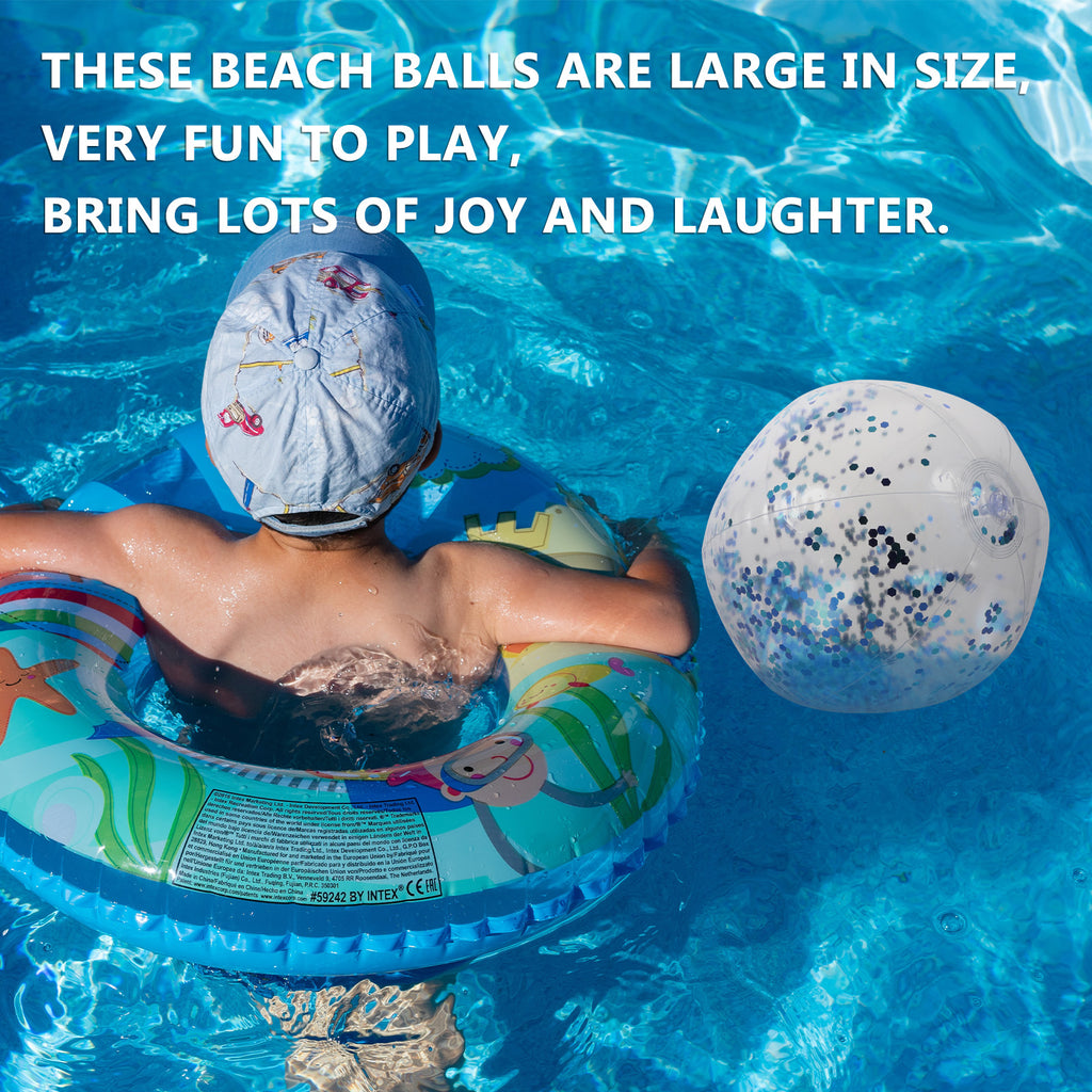 4Pcs Glitter Beach Balls with Inflators O91093