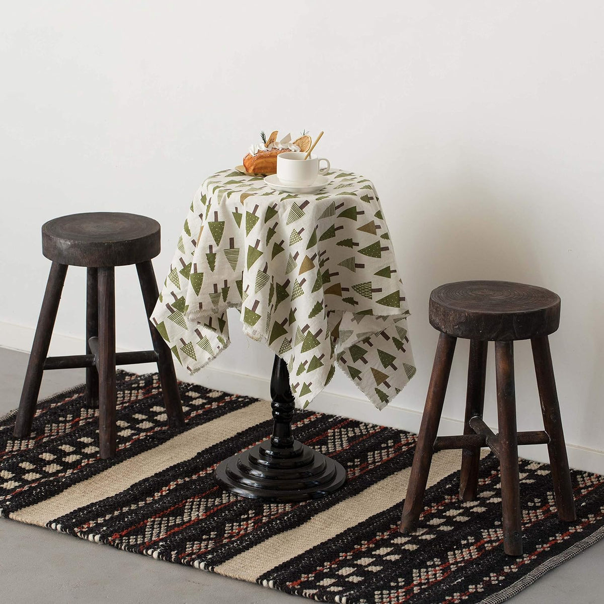 Antique Round Wooden Stools Set of 2 S671