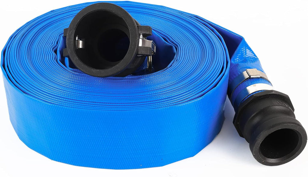 Blue 50FT PVC Lay Flat Discharge Hose with Camlock Fittings T107837