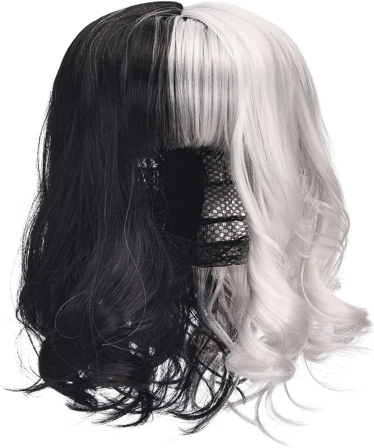 Black and White Wig, Dalmatian Shawl, Red Gloves, Necklace and Wig Cap Accessories L8436