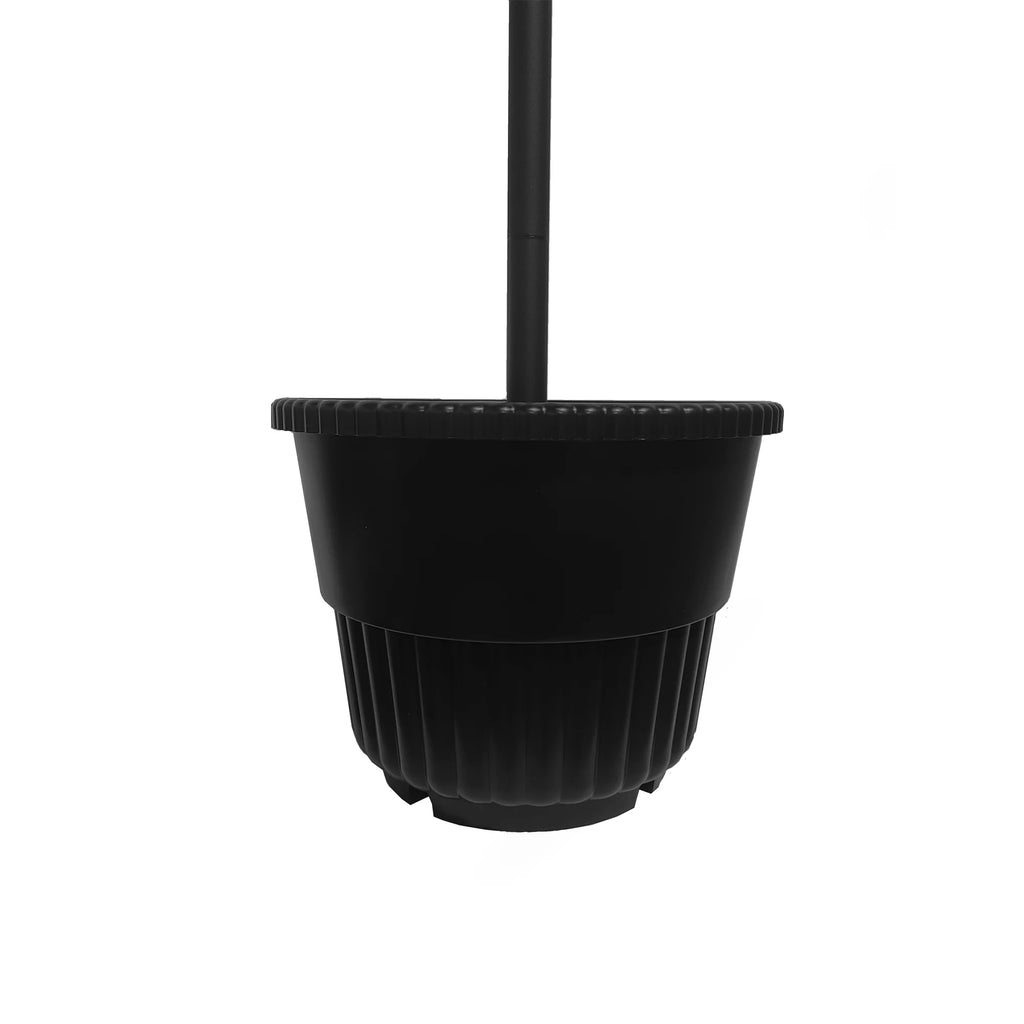 Black Triple Head Solar Lamp and Post Set with Round Planter C783