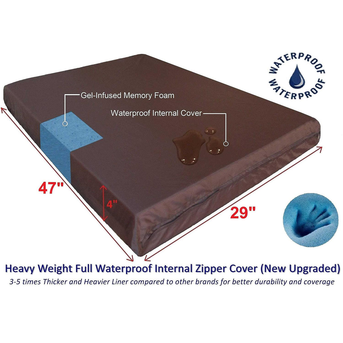 Orthopedic Gel Memory Foam Dog Bed Large B9696