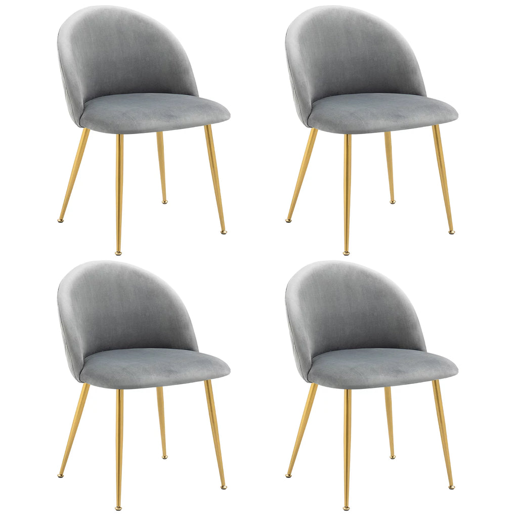 Set of 4 Grey Upholstered Velvet Dining Chairs U148604
