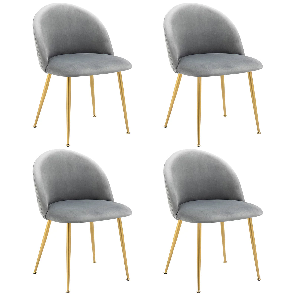 Set of 4 Grey Upholstered Velvet Dining Chairs U148604