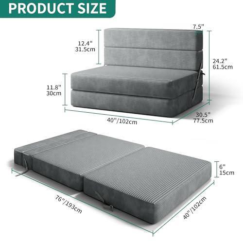 Grey Corduroy Convertible Sofa Bed Z7727