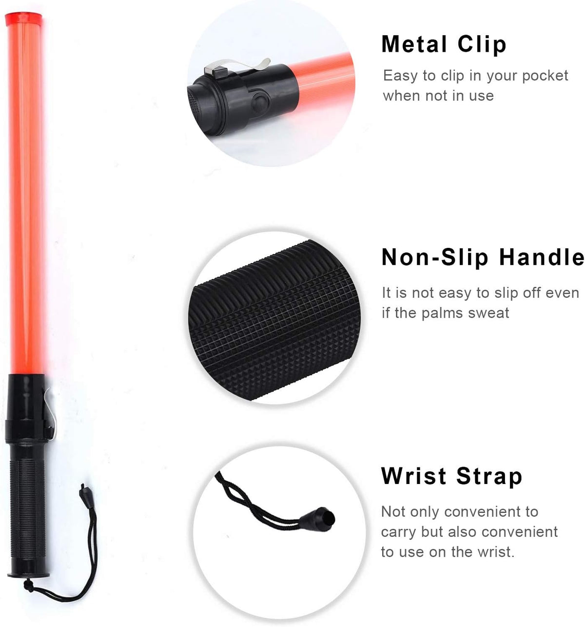 10 Pieces 21-inch Traffic Control Wand with 2 Flashing Modes S722864