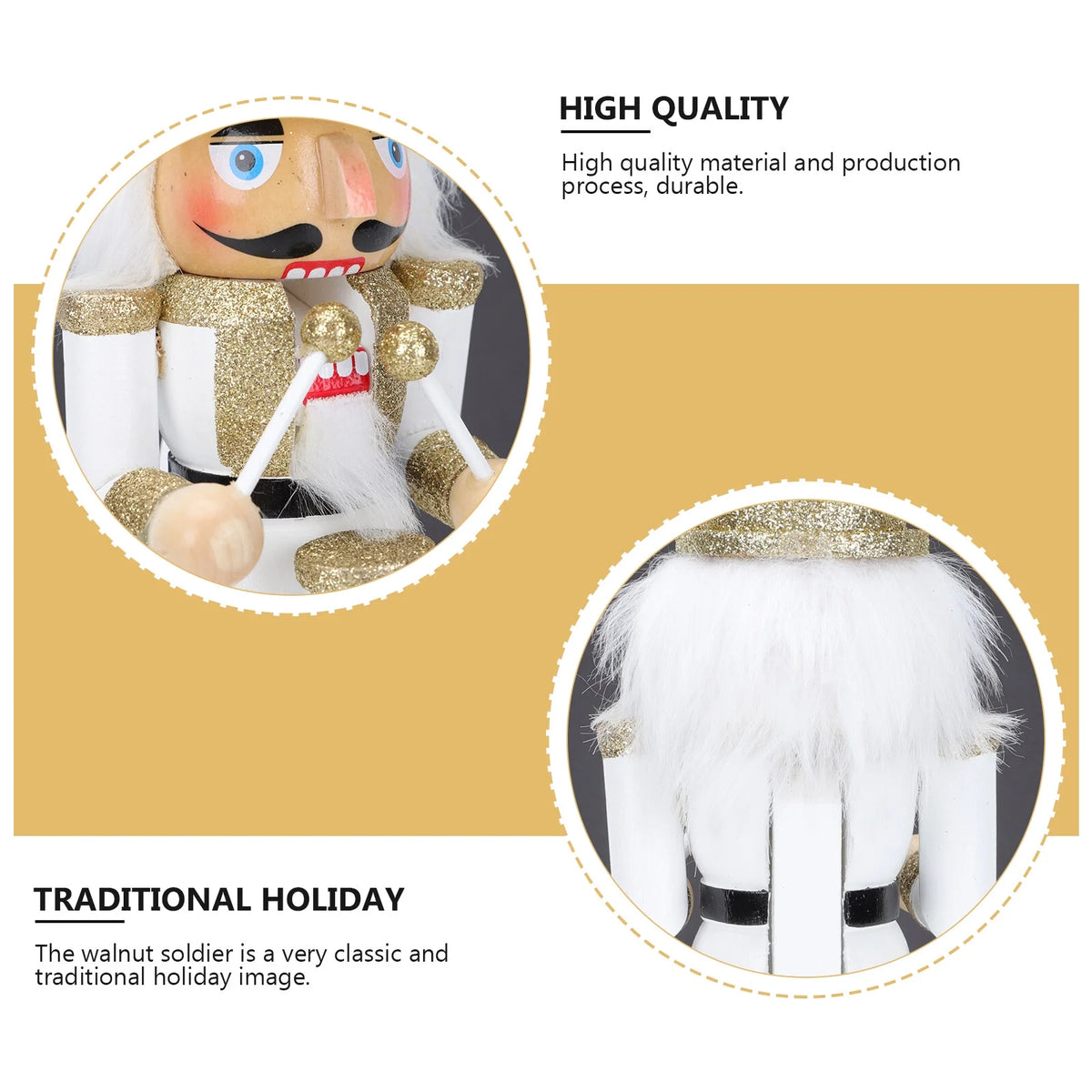 White Wooden Nutcracker Soldier Doll Christmas Decor F91612