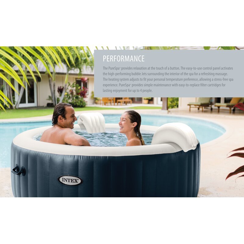 6 Person 170 Jet Vinyl Round Inflatable Hot Tub in Dark Blue R14983