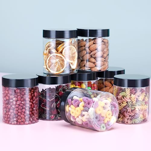6 Pack 8 oz Clear Plastic Jars with Lids Q232387