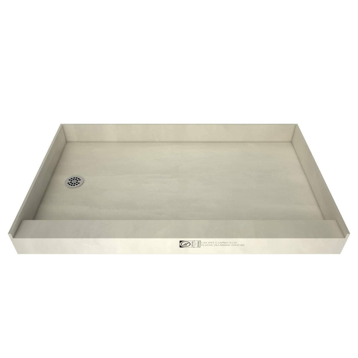 Black Single Curb Shower Pan with Left Drain Q637