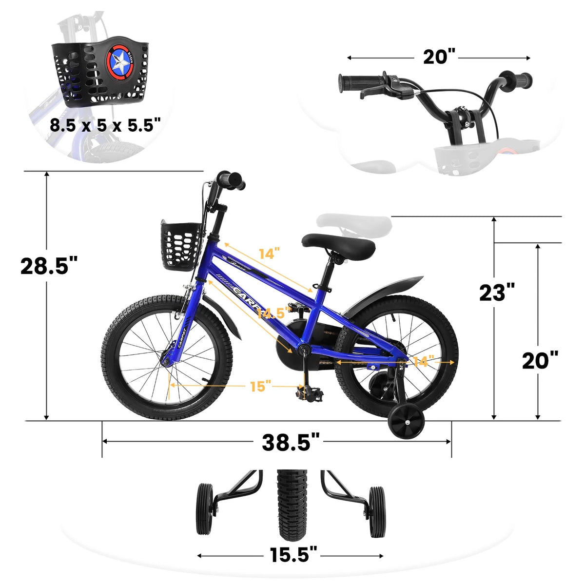 14 Inch Kids Bike with Training Wheels and Basket B2645