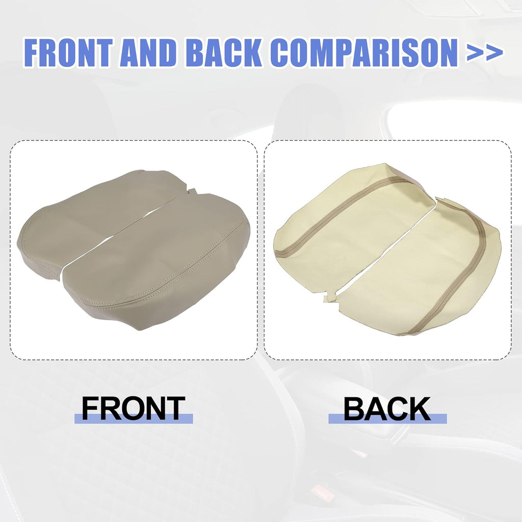 Beige Microfiber Leather Car Center Console Armrest Cover W2193