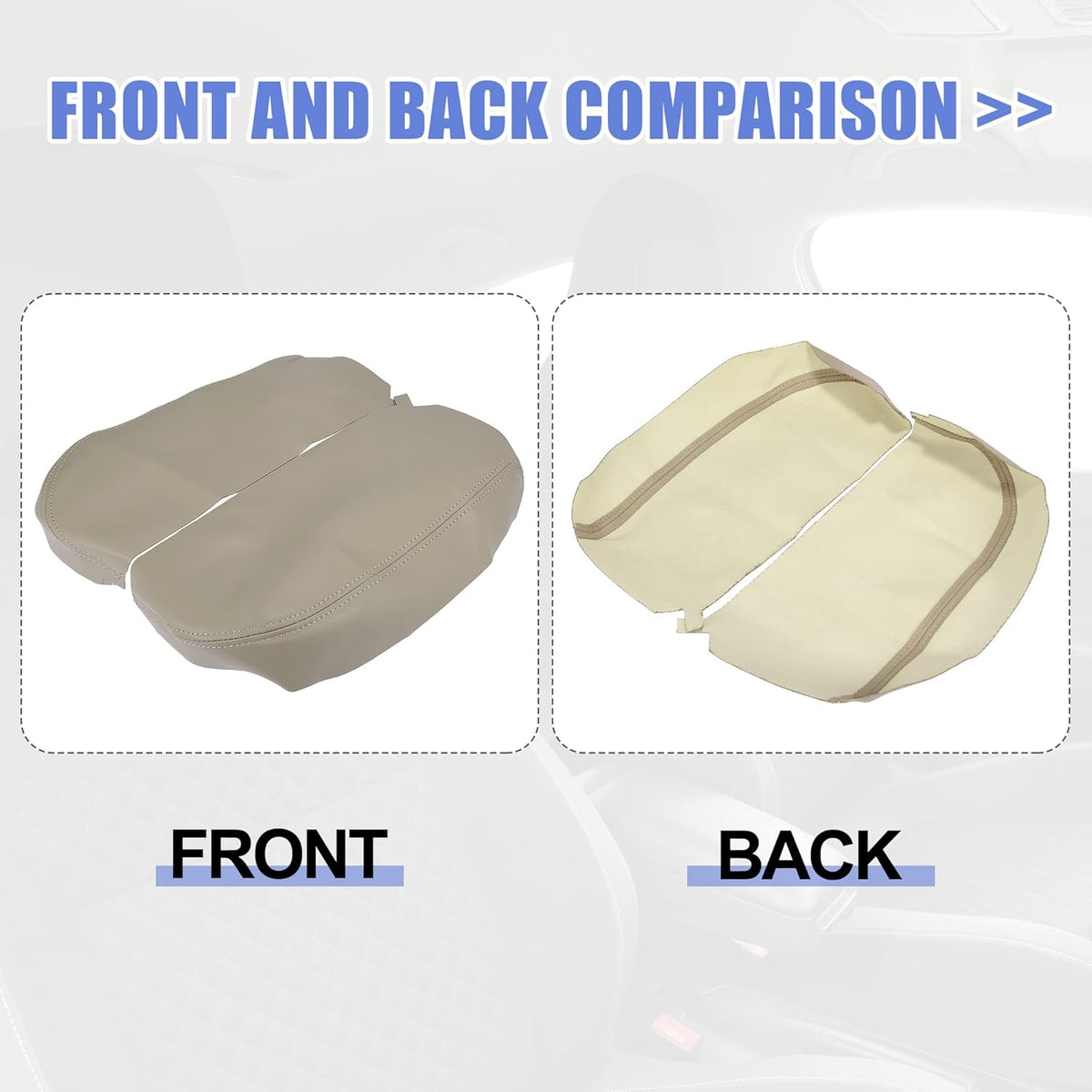 Beige Microfiber Leather Car Center Console Armrest Cover W2193