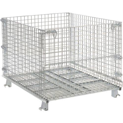 Folding Wire Container 48x40x36-1/2 3000-4000 lb Cap. Drop Gate I2830