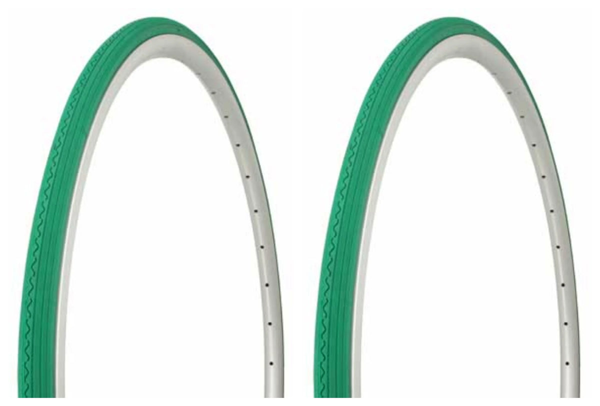 2 Tires 700 x 23c Green Side Wall Bicycle Tires Z820