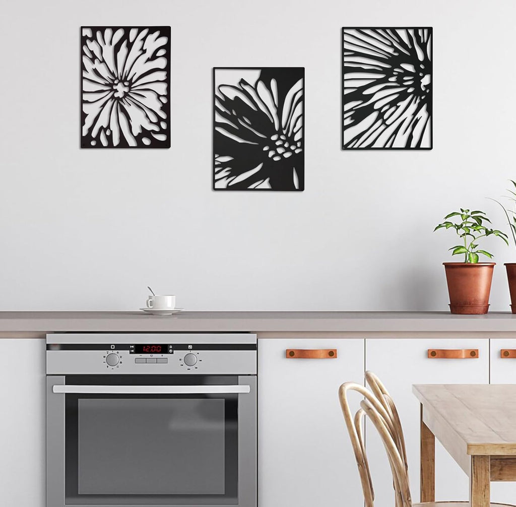 3PCS Black Metal Wall Art Decor P31427